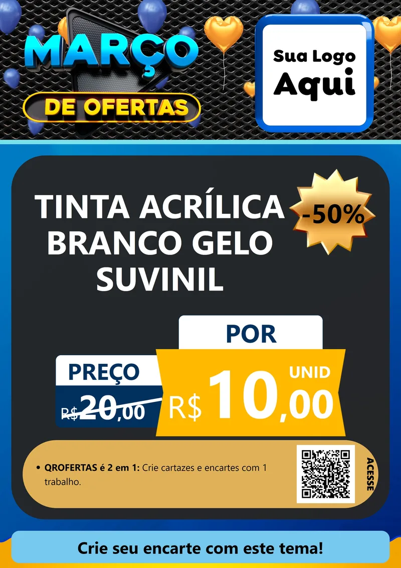 Modelo de Cartaz para Cartaz A4 Vertical com o tema Março de Ofertas para Tintas e Ferramentas