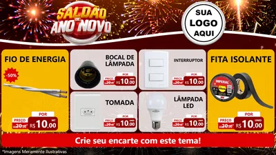Modelo de TV para TV Horizontal com o tema Saldão de Ano Novo para Materiais Elétricos
