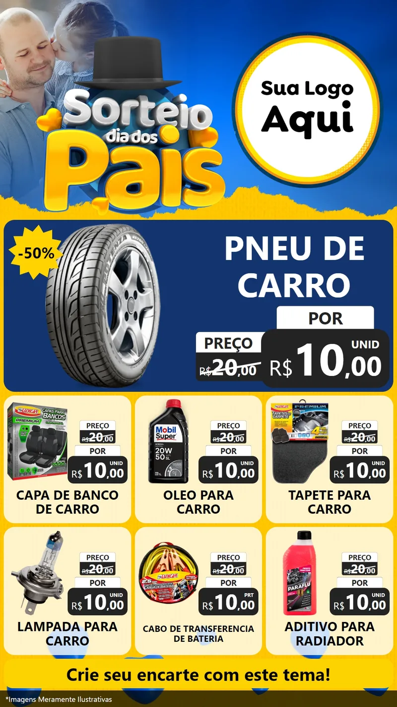 Modelo de Rede Social para Stories com o tema Sorteio Dia Dos Pais para Auto peças