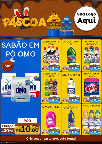 Modelo de Encarte para Encarte A4 Vertical com o tema Páscoa para Produtos de Limpeza