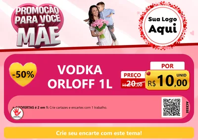 Modelo de Cartaz para Cartaz A4 Horizontal com o tema Promoção Para Você Mãe para Distribuidora de bebidas