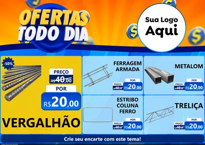 Modelo de Encarte para Encarte A4 Horizontal com o tema Ofertas Todo Dia para Ferragens