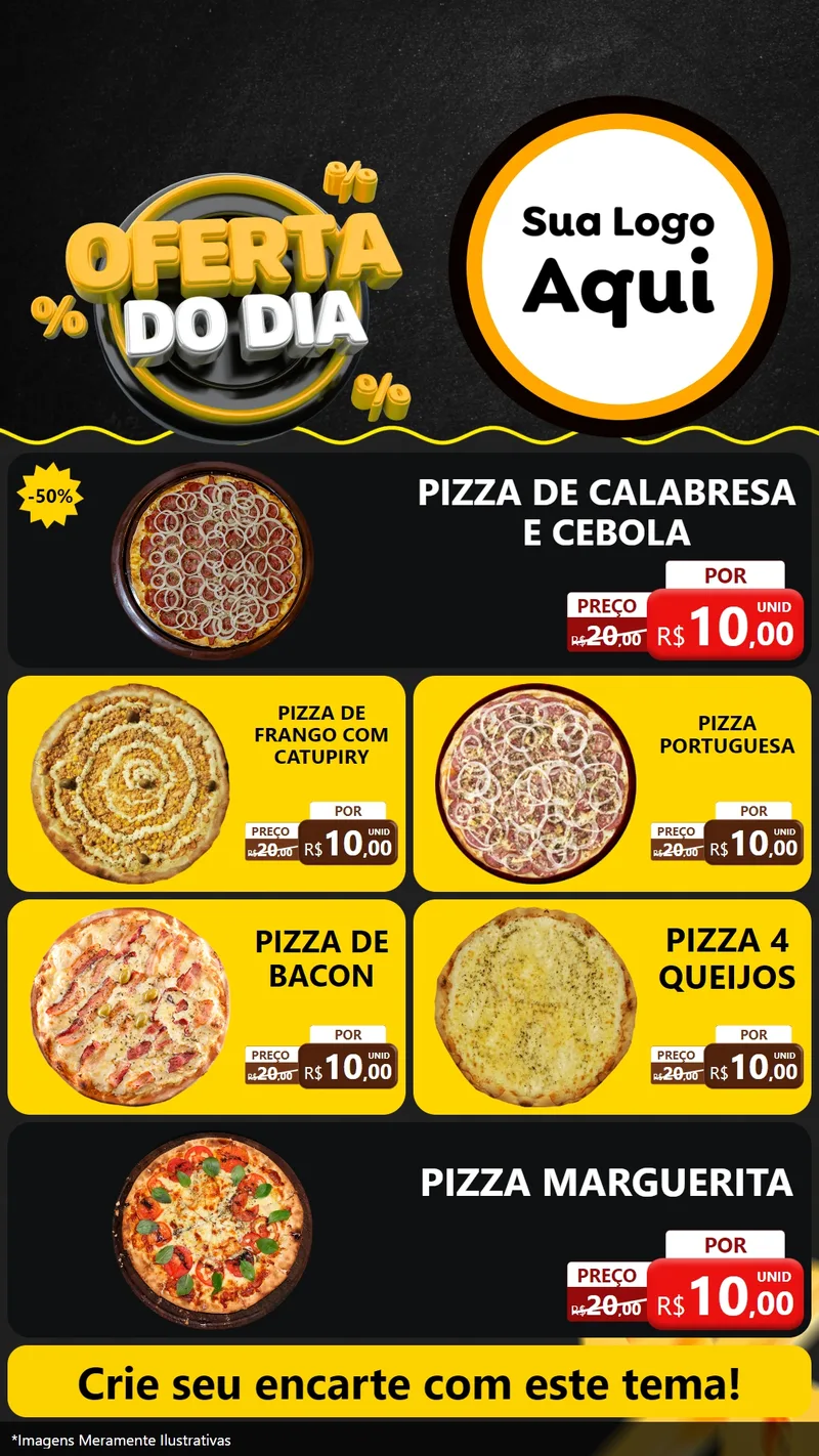 Modelo de TV para TV Vertical com o tema Oferta Do Dia para Pizzaria