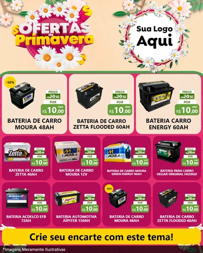 Modelo de Rede Social para Feed Instagram com o tema Ofertas de Primavera para Baterias Elétricas