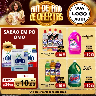 Modelo de Rede Social para Feed Facebook com o tema Fim de Ano de Ofertas para Produtos de Limpeza