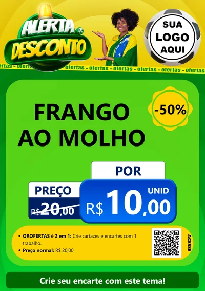 Modelo de Cartaz para Cartaz A4 Vertical com o tema Alerta de Desconto para Restaurante