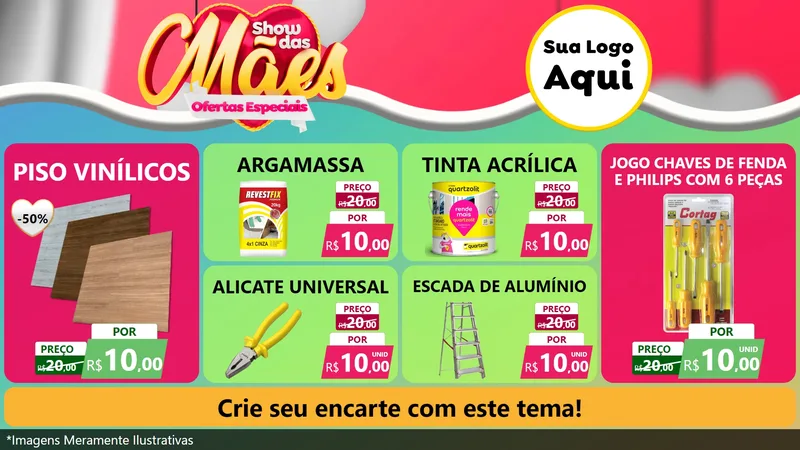 Modelo de TV para TV Horizontal com o tema Show das Mães - Ofertas Especiais para Material para Construção