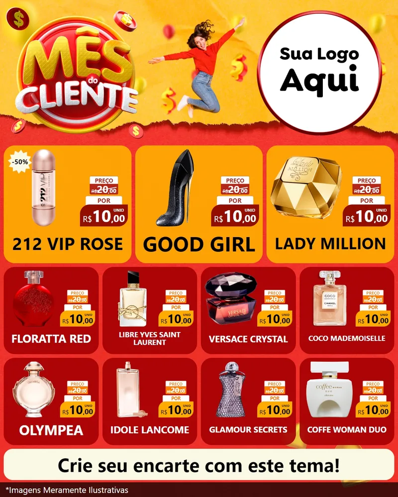 Modelo de Rede Social para Feed Instagram com o tema Mês do Cliente para Perfumes