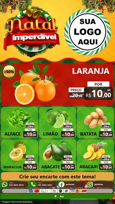 Modelo de Rede Social para Stories com o tema Natal Imperdível para Hortifrúti