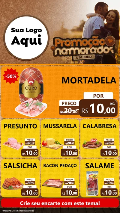 Modelo de Rede Social para Stories com o tema Promoção Namorados para Frios e Laticínios