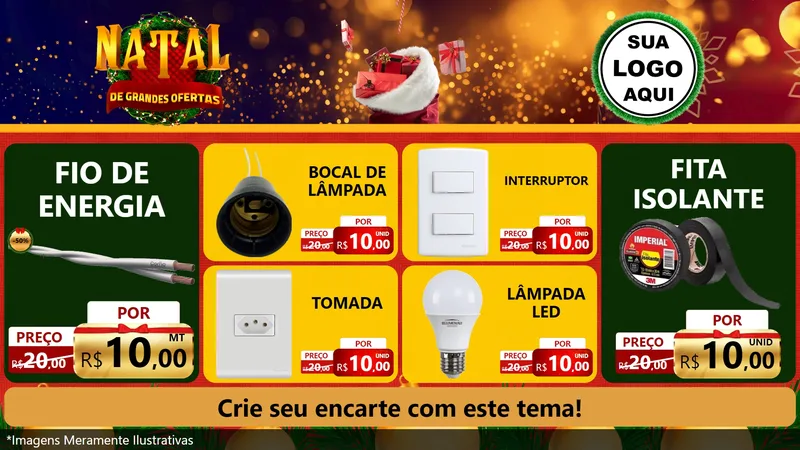 Modelo de TV para TV Horizontal com o tema Natal de Grandes Ofertas para Materiais Elétricos