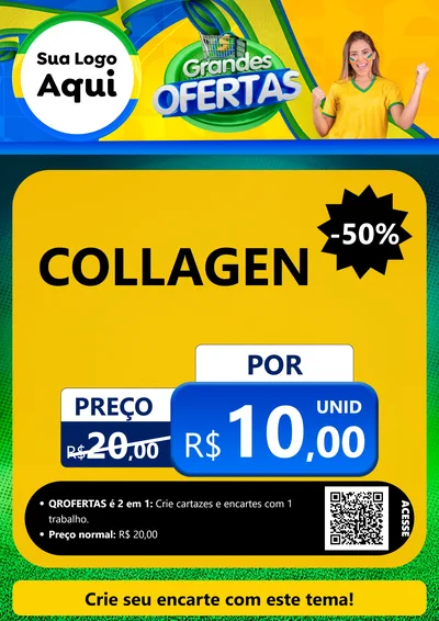 Modelo de Cartaz para Cartaz A4 Vertical com o tema Grandes Ofertas para Suplementos alimentares