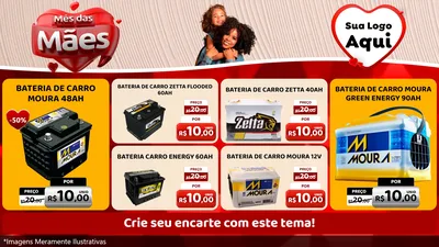 Modelo de TV para TV Horizontal com o tema Mês das Mães para Baterias Elétricas