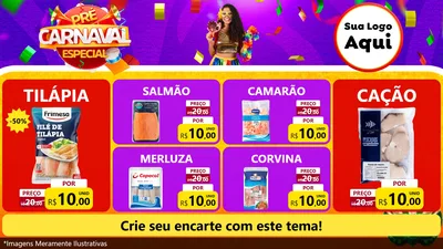 Modelo de TV para TV Horizontal com o tema Pré-Carnaval Especial para Peixaria