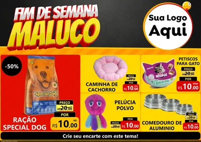 Modelo de Encarte para Encarte A4 Horizontal com o tema Final de Semana Maluco para Pet Shop