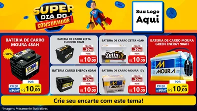 Modelo de TV para TV Horizontal com o tema Super Dia do Consumidor para Baterias Elétricas