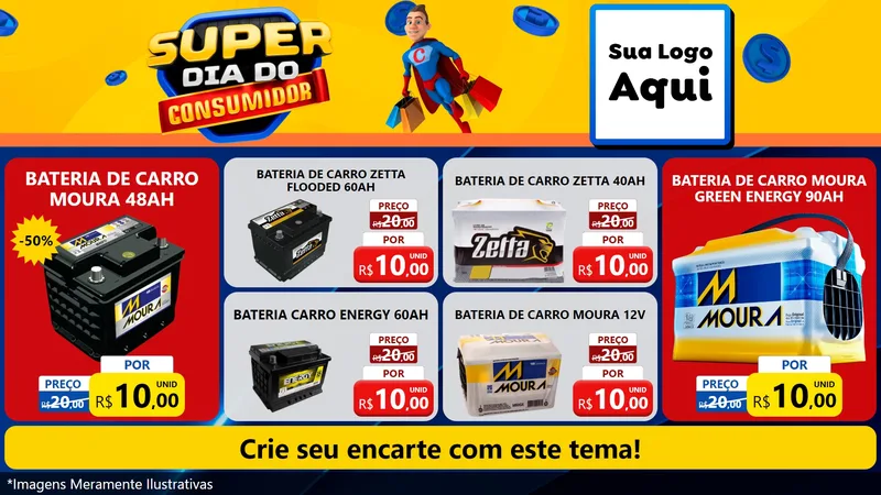 Modelo de TV para TV Horizontal com o tema Super Dia do Consumidor para Baterias Elétricas