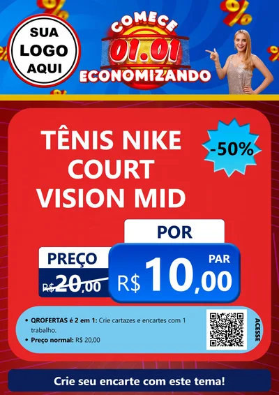 Modelo de Cartaz para Cartaz A4 Vertical com o tema Comece 1º de Janeiro Economizando para Calçados
