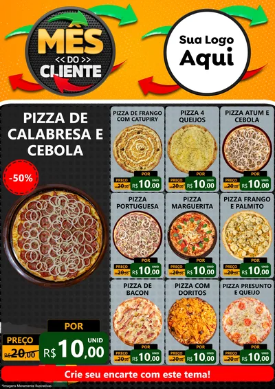 Modelo de Encarte para Encarte A4 Vertical com o tema Mês do Cliente para Pizzaria