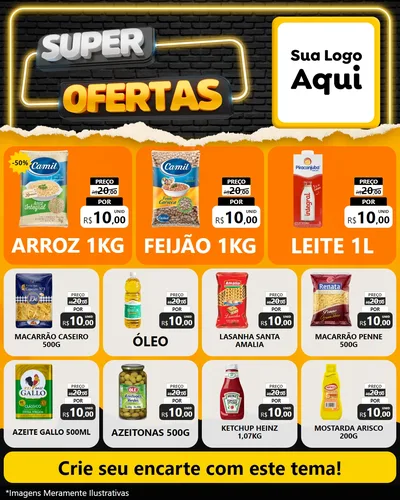 Modelo de Rede Social para Feed Instagram com o tema Super Ofertas para Supermercado