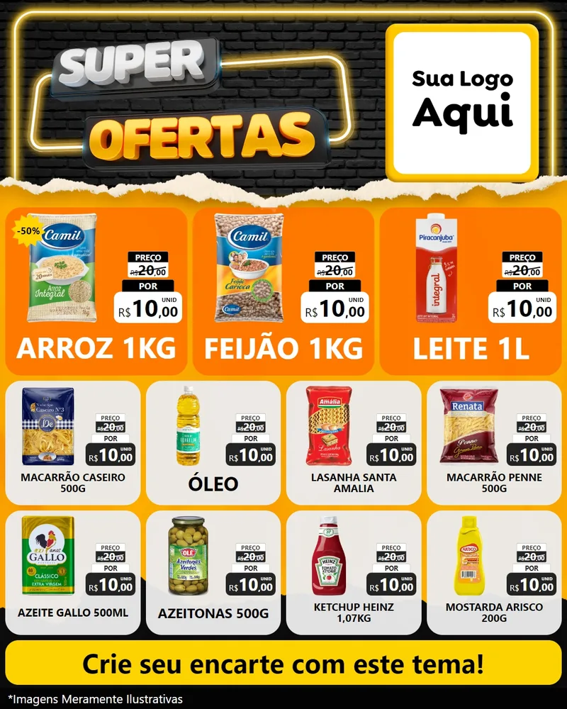 Modelo de Rede Social para Feed Instagram com o tema Super Ofertas para Supermercado