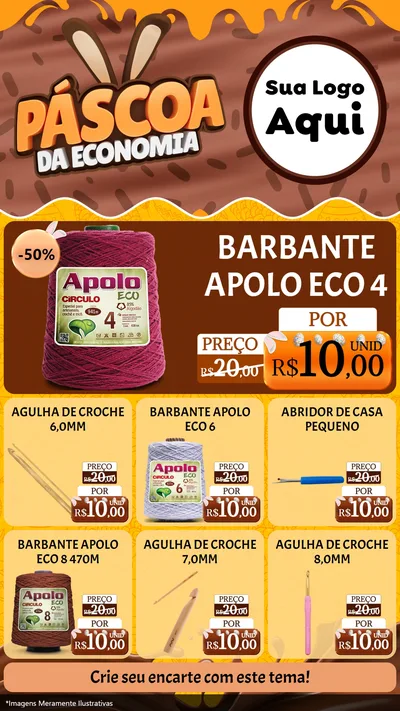 Modelo de Rede Social para Stories com o tema Páscoa da Economia para Armarinho e Aviamentos
