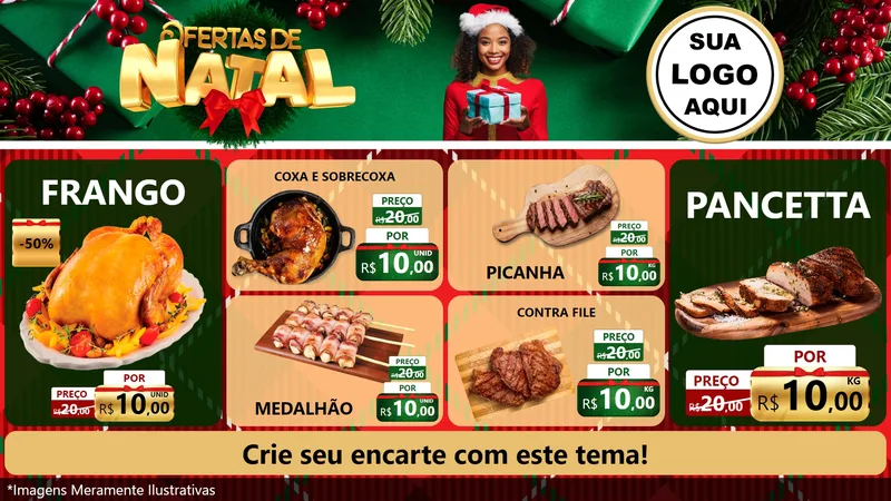 Modelo de TV para TV Horizontal com o tema Ofertas de Natal para Assados