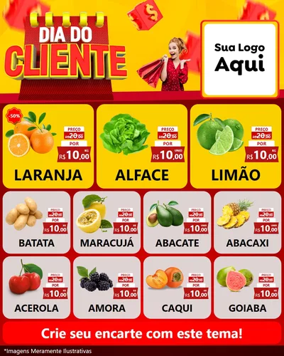 Modelo de Rede Social para Feed Instagram com o tema Dia do Cliente para Hortifrúti