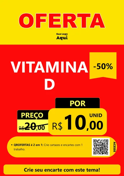 Modelo de Cartaz para Cartaz A4 Vertical com o tema OFERTA - Vermelho Cartaz para Farmácia
