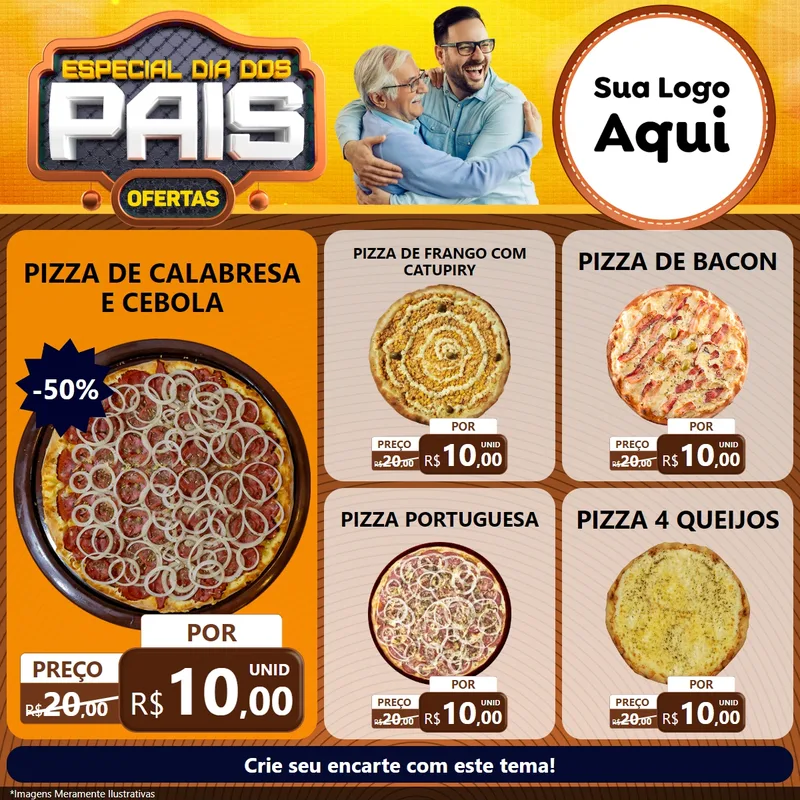 Modelo de Rede Social para Feed Facebook com o tema Especial Dia dos Pais para Pizzaria