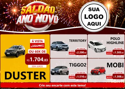 Modelo de Encarte para Encarte A4 Horizontal com o tema Saldão de Ano Novo para Concessionaria de Carros