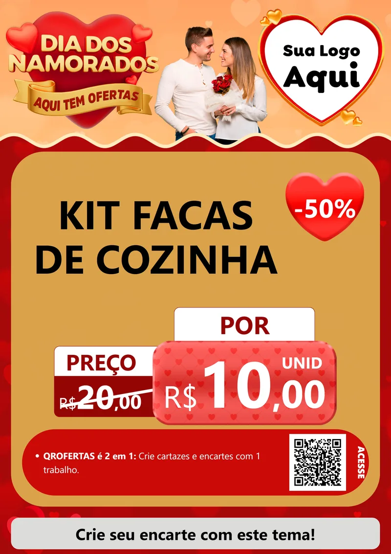 Modelo de Cartaz para Cartaz A4 Vertical com o tema Dia dos Namorados - Aqui Tem Ofertas para Utilidades Domésticas