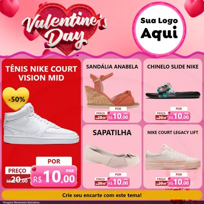 Modelo de Rede Social para Feed Facebook com o tema Valentine's Day para Calçados