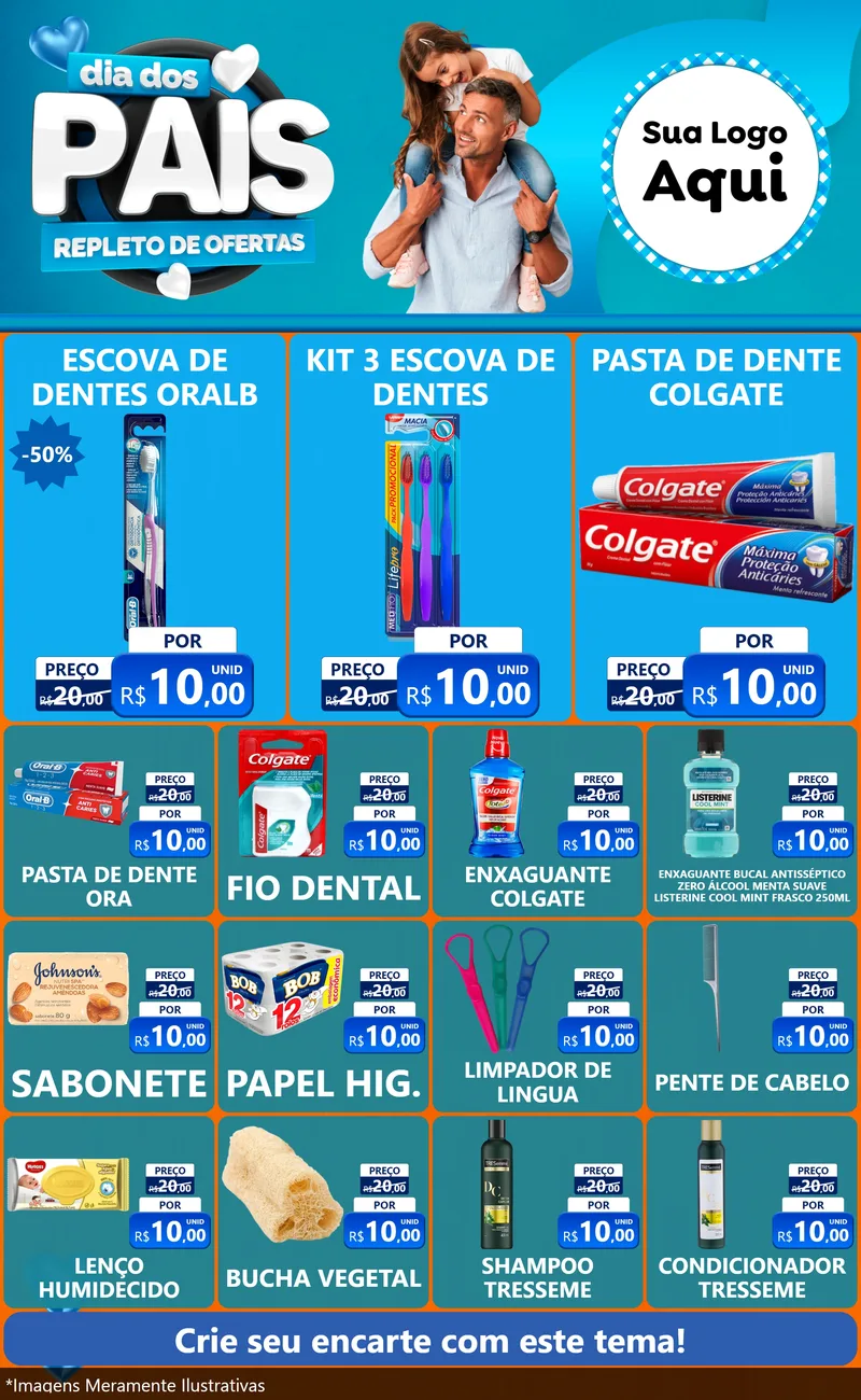 Modelo de Encarte para Encarte Grande com o tema Dia Dos Pais Repleto de Ofertas para Higiene Pessoal