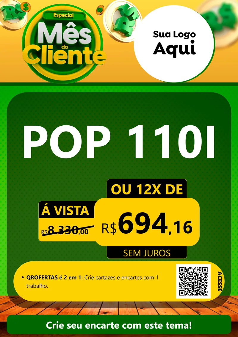 Modelo de Cartaz para Cartaz A4 Vertical com o tema Especial Mês do Cliente para Concessionaria de Motos