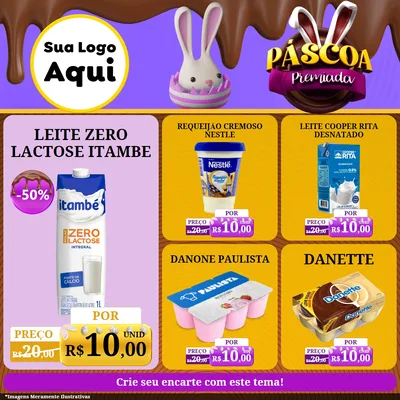 Modelo de Rede Social para Feed Facebook com o tema Páscoa Premiada para Frios e Laticínios