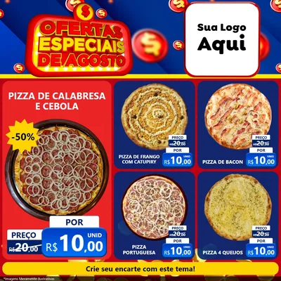 Modelo de Rede Social para Feed Facebook com o tema Ofertas Especiais de Agosto para Pizzaria