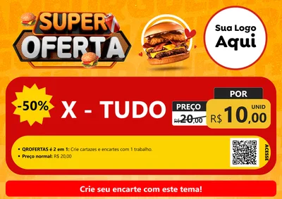 Modelo de Cartaz para Cartaz A4 Horizontal com o tema Super Oferta - Lanches para Hamburgueria
