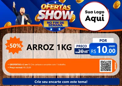 Modelo de Cartaz para Cartaz A4 Horizontal com o tema Ofertas Show No Fim De Semana para Supermercado