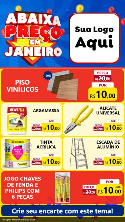 Modelo de TV para TV Vertical com o tema Abaixa Preço em Janeiro para Material para Construção