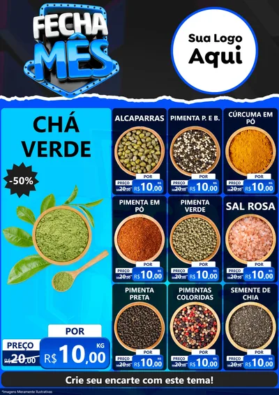 Modelo de Encarte para Encarte A4 Vertical com o tema Fecha Mês para Produtos Naturais
