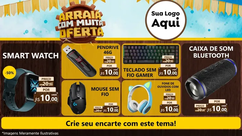 Modelo de TV para TV Horizontal com o tema Ofertas de São João - Junina para Informática