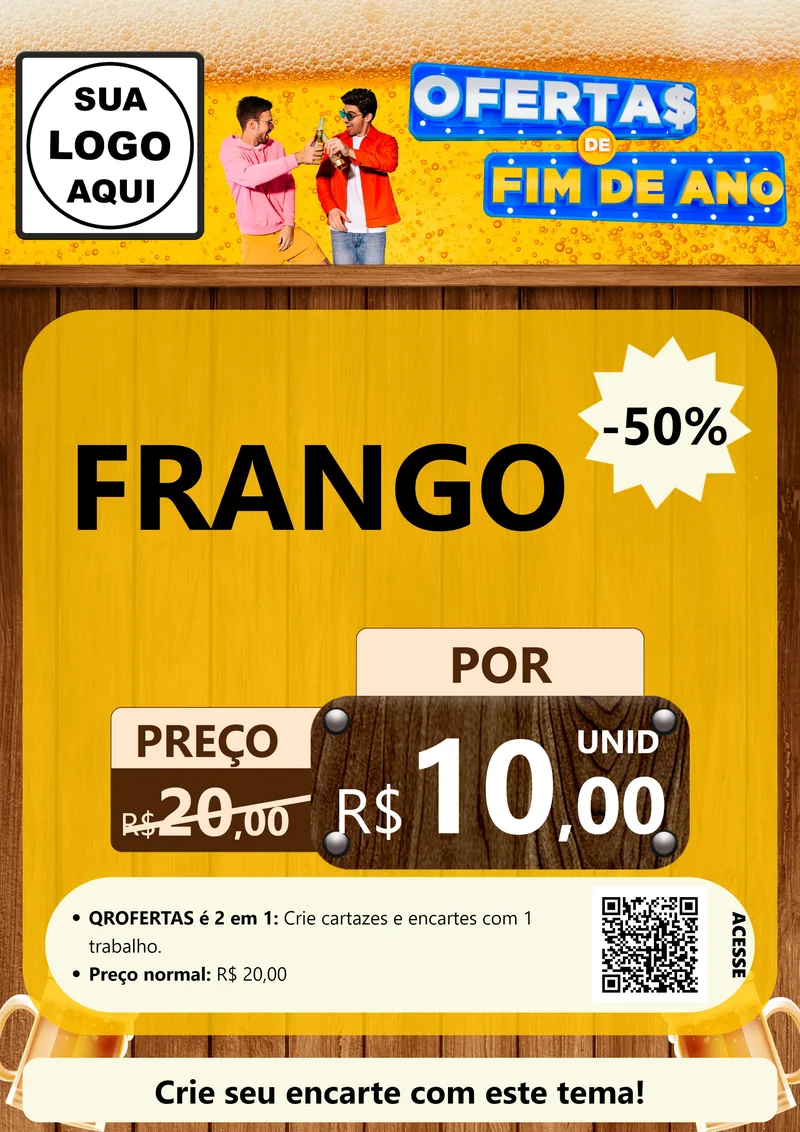 Modelo de Cartaz para Cartaz A4 Vertical com o tema Ofertas de Fim de Ano para Assados
