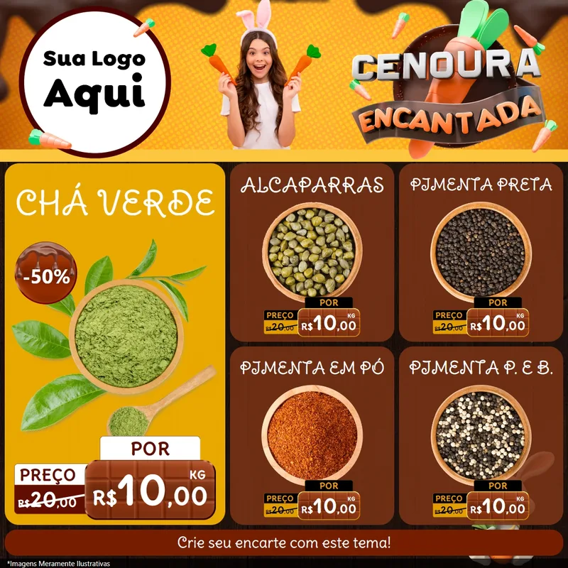 Modelo de Rede Social para Feed Facebook com o tema Cenoura Encantada - Páscoa para Produtos Naturais