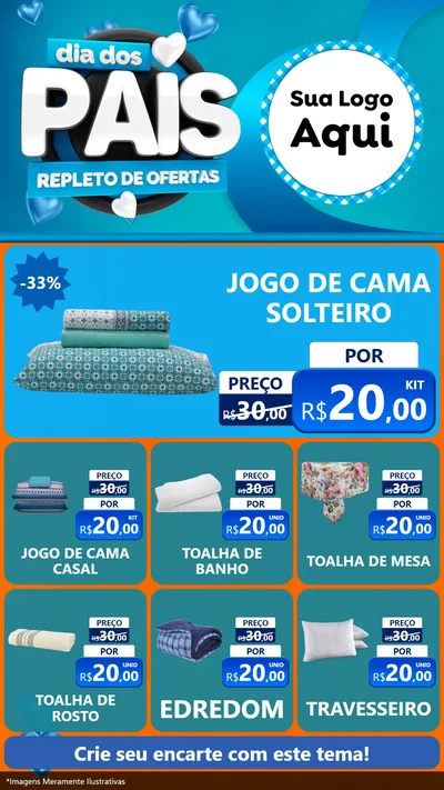 Modelo de Rede Social para Stories com o tema Dia Dos Pais Repleto de Ofertas para Cama, Mesa e Banho