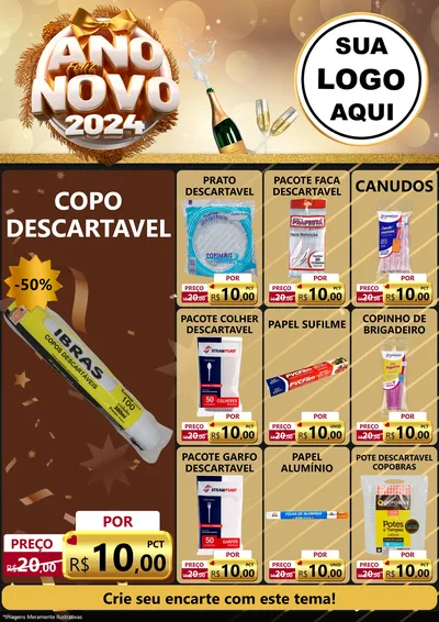 Modelo de Encarte para Encarte A4 Vertical com o tema Feliz Ano Novo 2027 para Embalagens