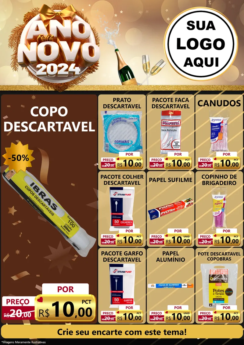 Modelo de Encarte para Encarte A4 Vertical com o tema Feliz Ano Novo 2027 para Embalagens