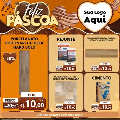 Modelo de Rede Social para Feed Facebook com o tema Feliz Páscoa para Pisos e revestimentos