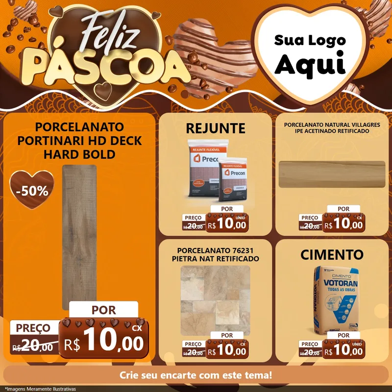 Modelo de Rede Social para Feed Facebook com o tema Feliz Páscoa para Pisos e revestimentos