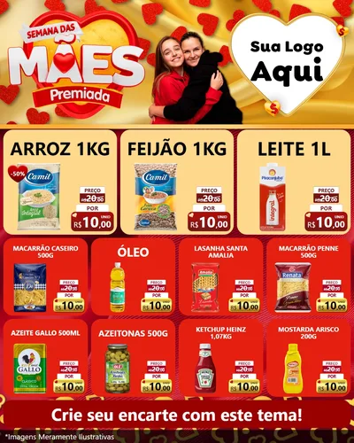 Modelo de Rede Social para Feed Instagram com o tema Semana das Mães Premiada para Supermercado